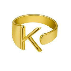 Chunky Wide Hollow K Letter Initial Gold Ring
